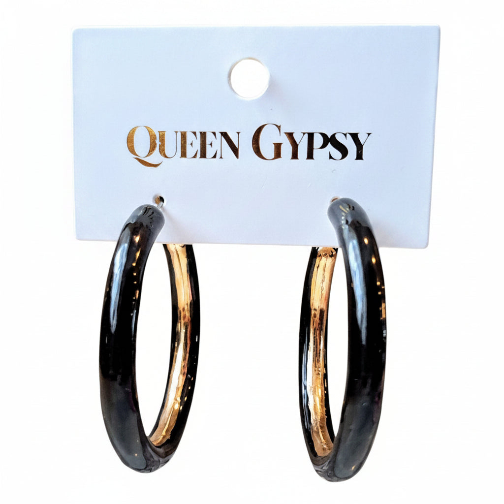 Enamel Hoop Earrings Assorted 1