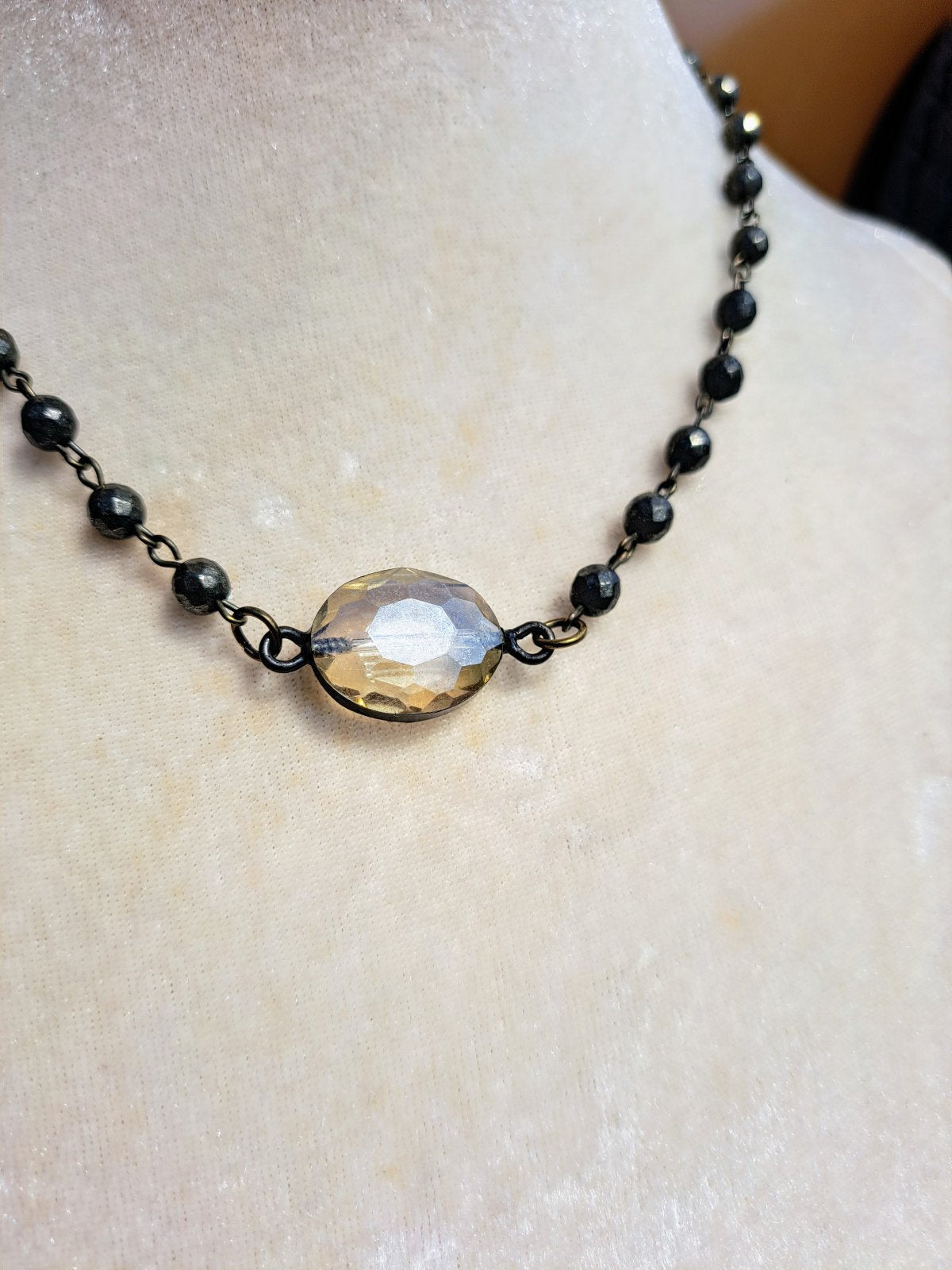 Multi Bead Bronze with crystal necklace