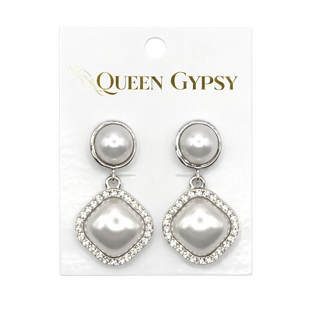 Pearl crystal dangle earrings
