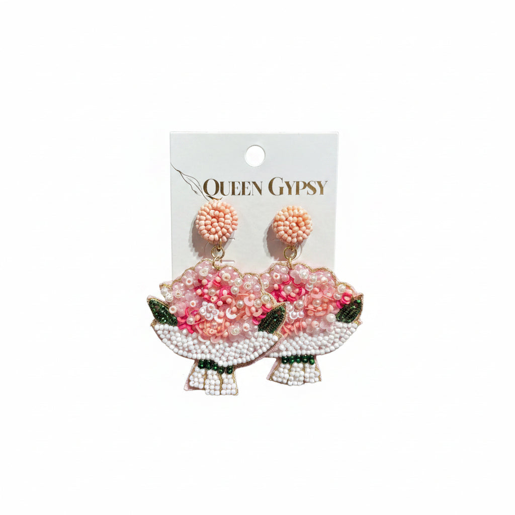 Rose Bouquet beaded earrings