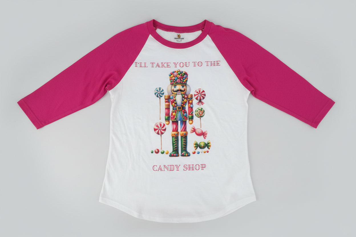 Candy Shop Raglan T-shirt with Crystals