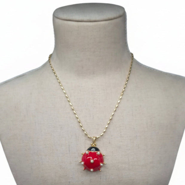 Enameled Ladybug Necklace
