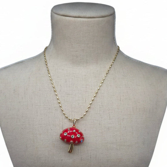 Enameled Mushroom Necklaces