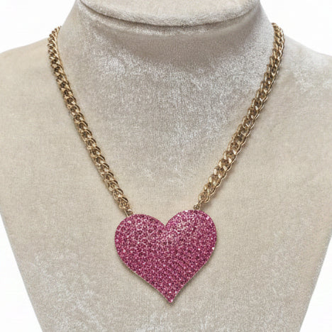 Pink Pave Heart Necklace
