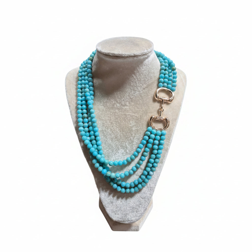 Turquoise High-Society Horsebit Multi-Strand Necklace