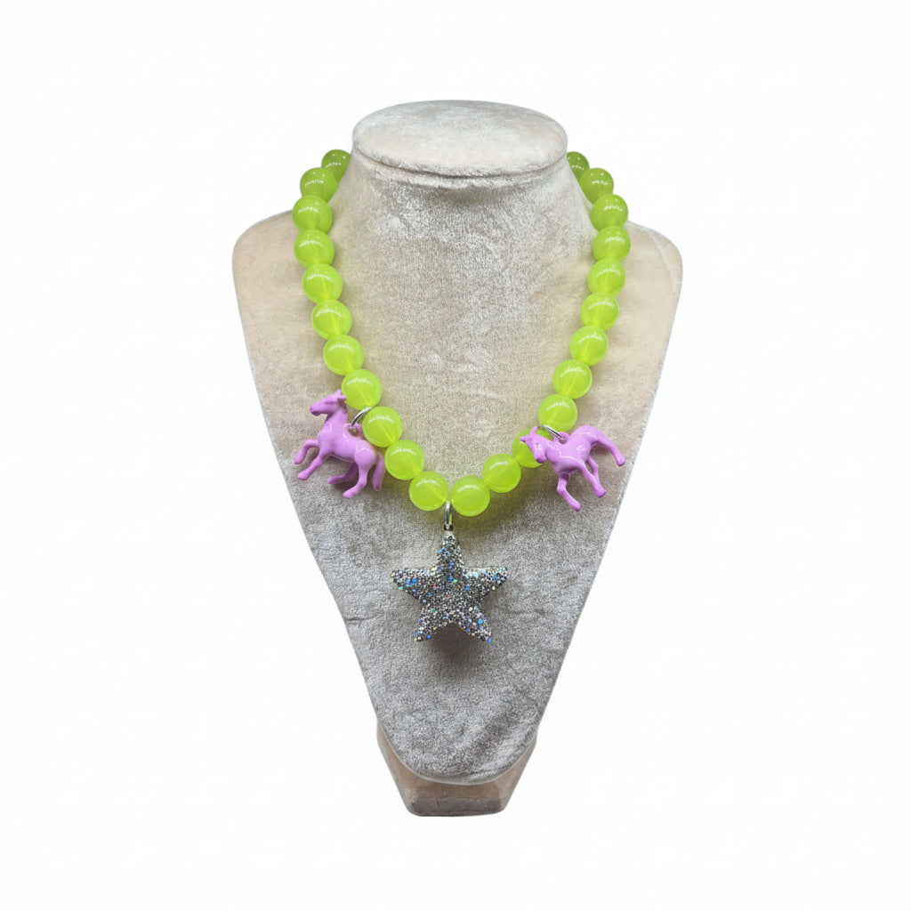Prancing Ponies & Pave Star Statement Necklace