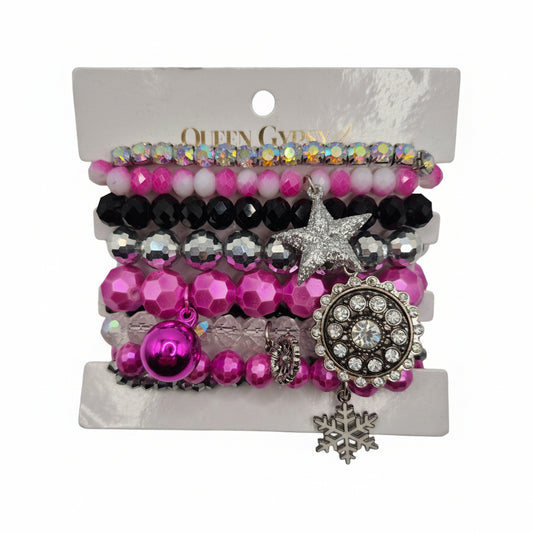 Fuchsia Black Snowflake Stack