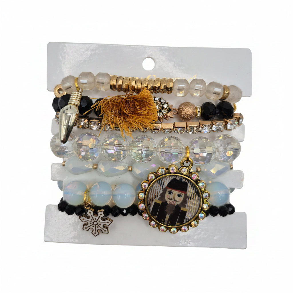 Gold Plaid Bracelet Stack