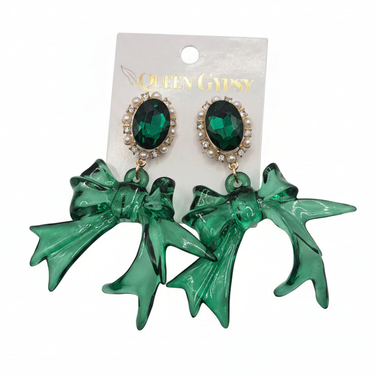 Lucite Holiday Bow Earring
