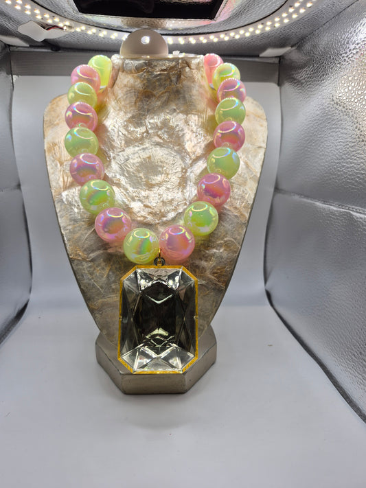 Cotton Candy Gumball Glam Necklace
