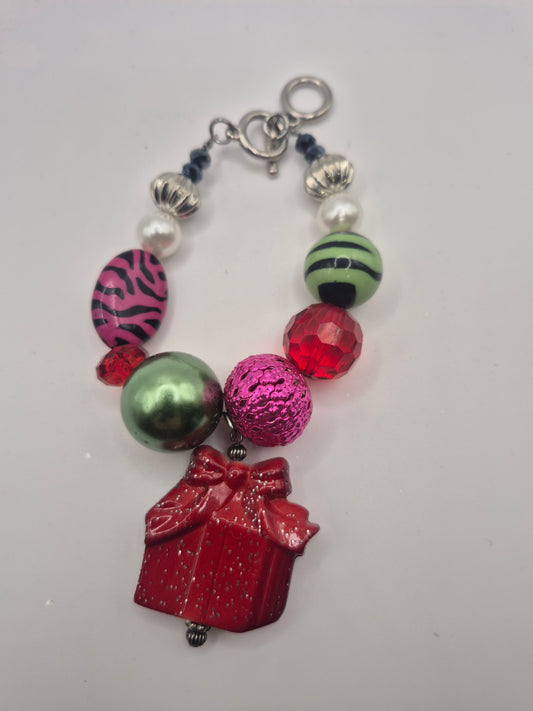 Red Glitter Bauble Toggle Bracelet