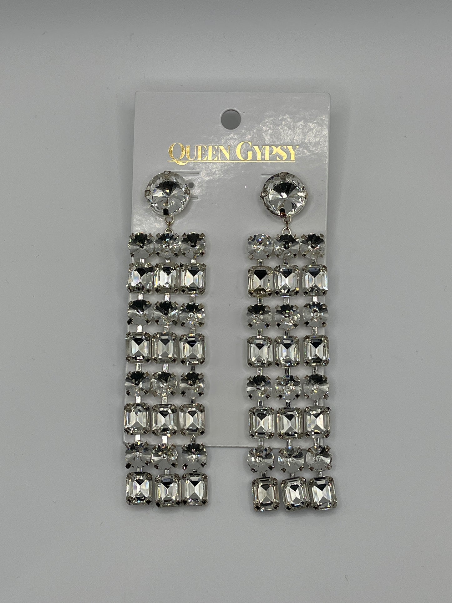 Rhinestone Chandlier 3 row earrings