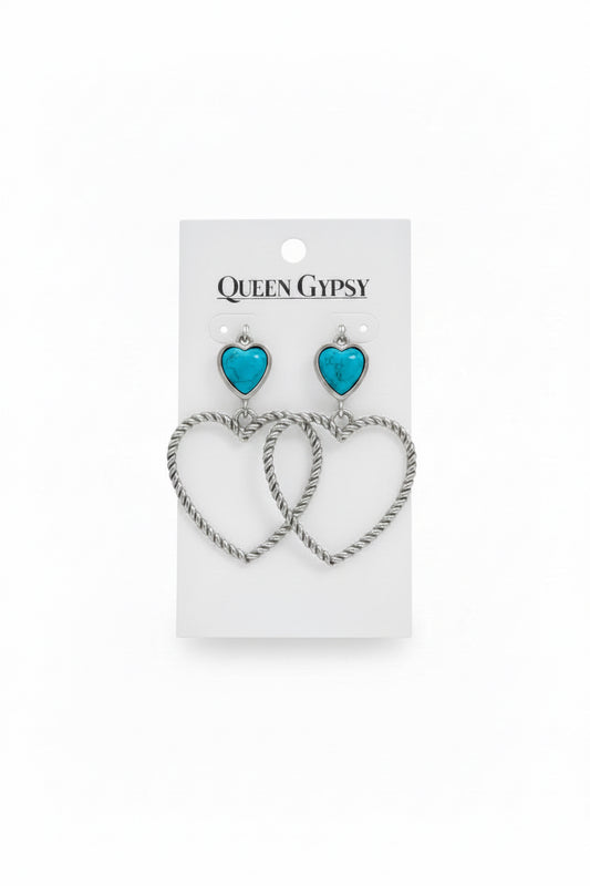 Heart Dangle rope earrings