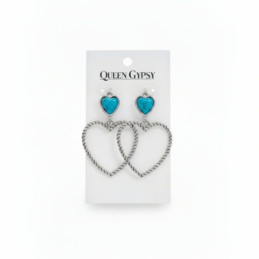 Heart Dangle rope earrings