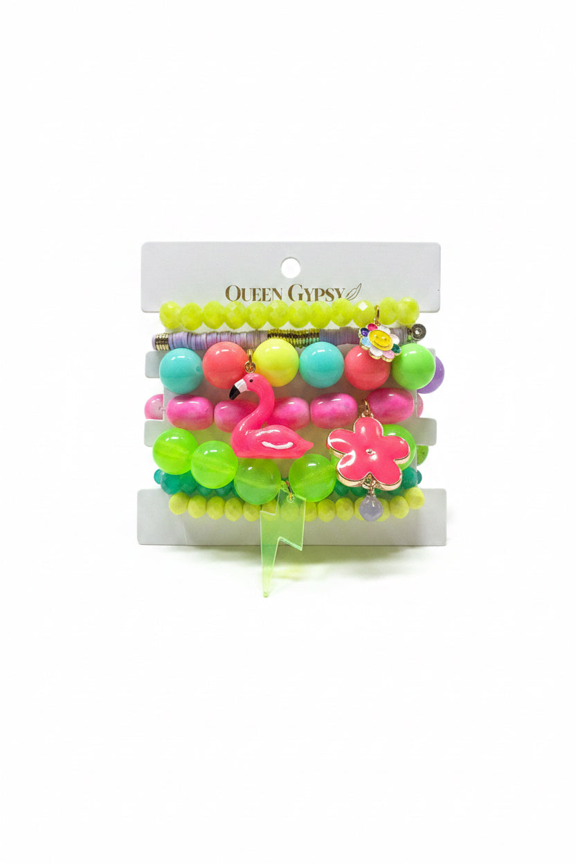QG - Pink Flamingo Bracelet Stack