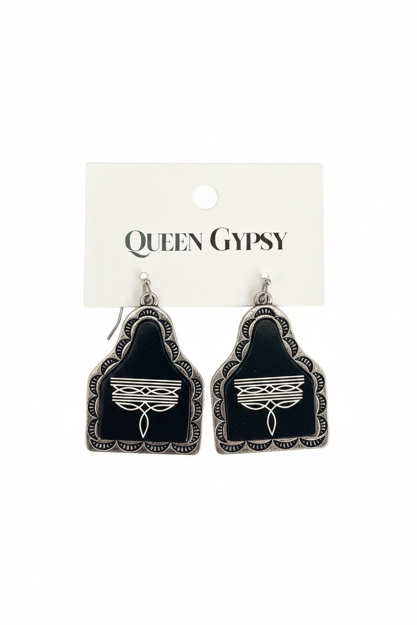 Boot Stitch Tag earrings