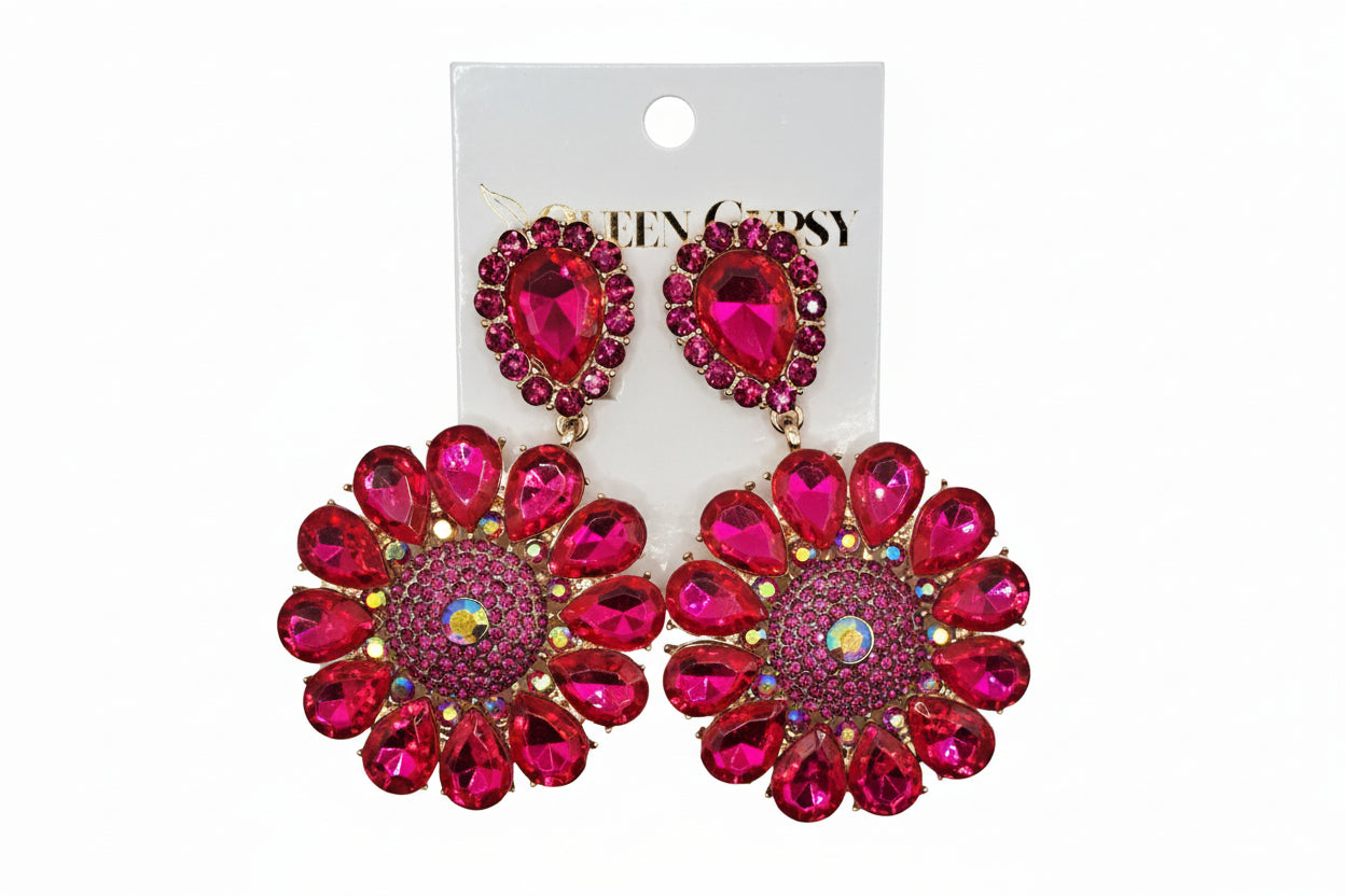 Flower statement clip on earring