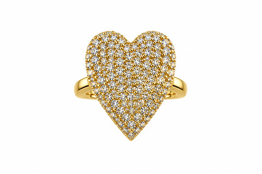 Small Pave' Delicate Heart Ring Adjustable
