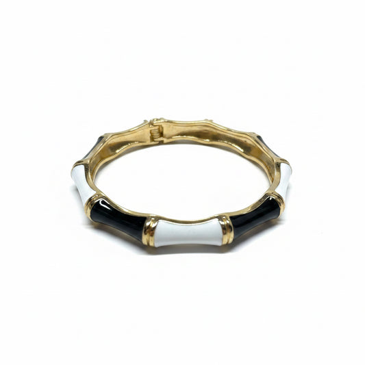 Bamboo Enamel Hinged Bangle