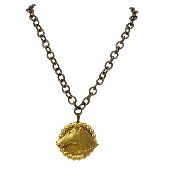 Horse round Badge necklace