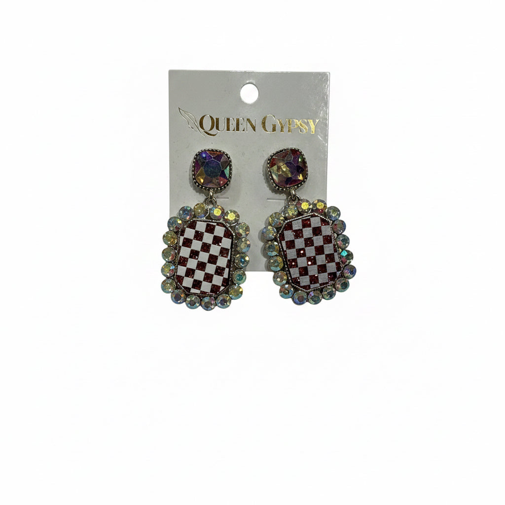 Checkerboard AB crystal earrings