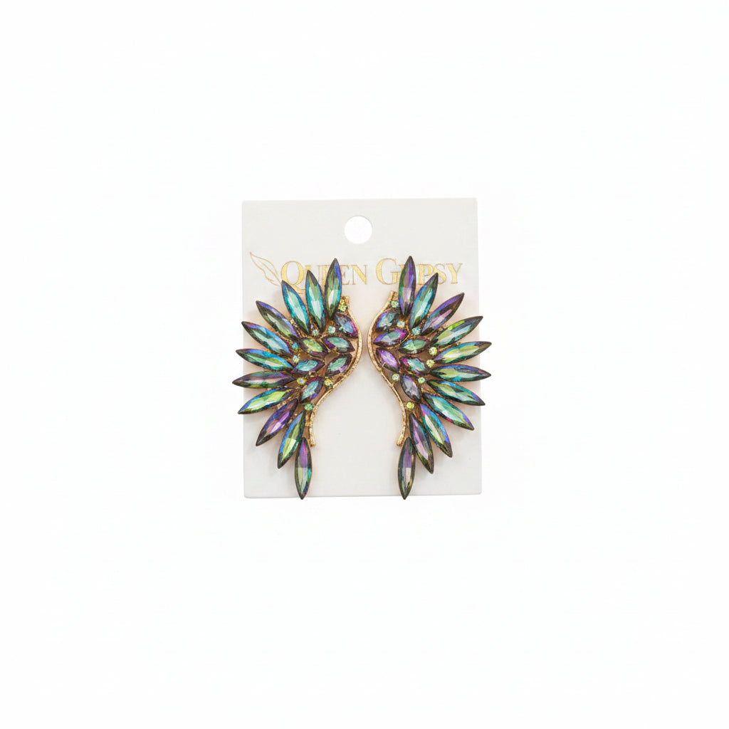 Crystal Wings clip on earrings