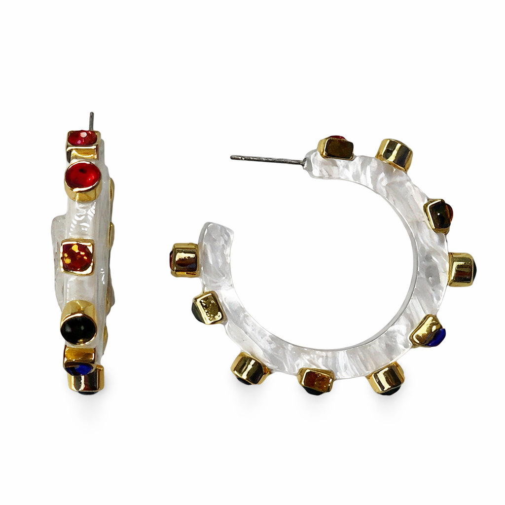 Studded Acrylic Hoop Earrings Assorted