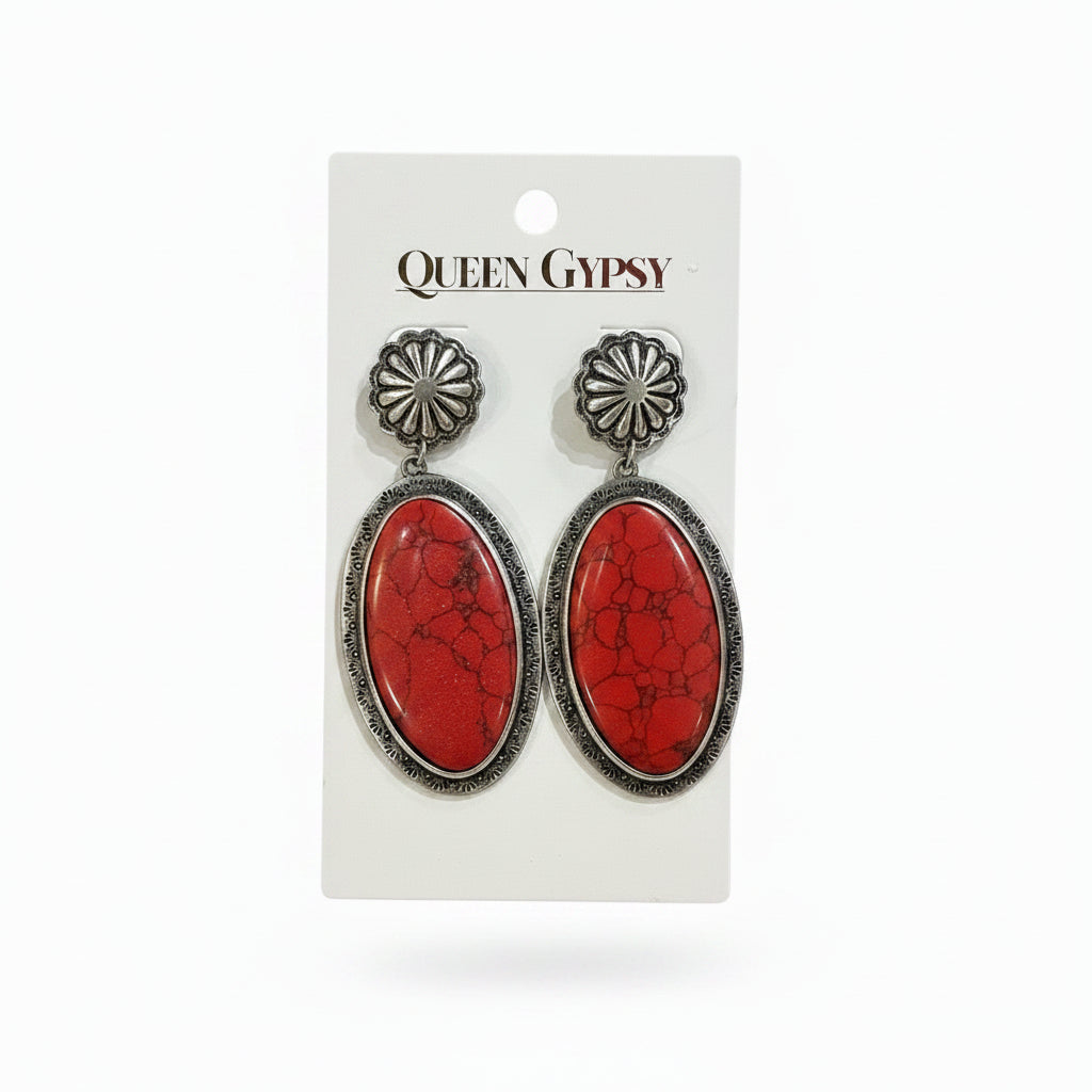 Western Round conch stone earring