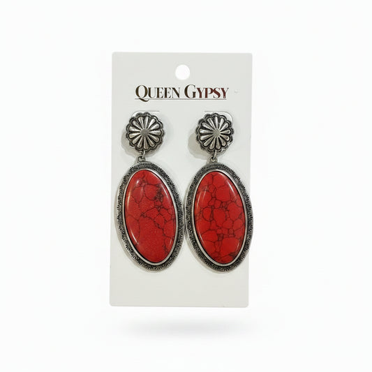 Western Round conch stone earring