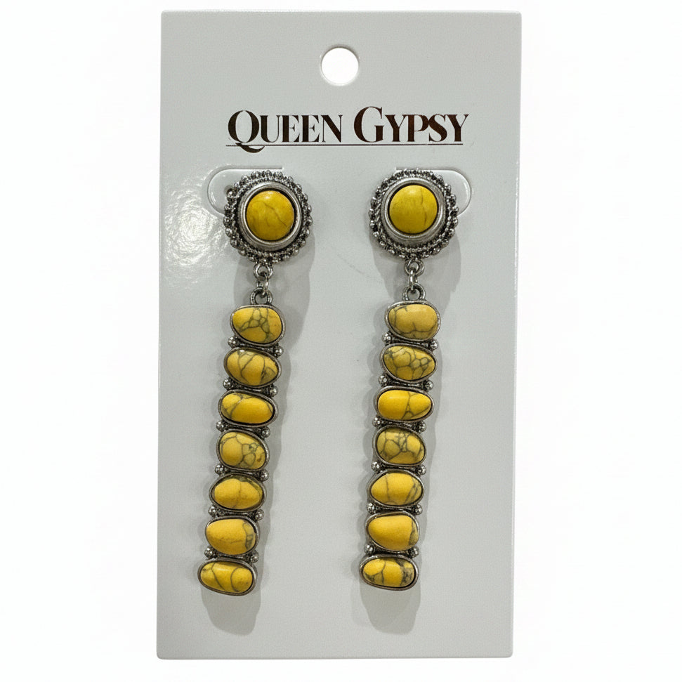 Western Stone Melon bar earrings