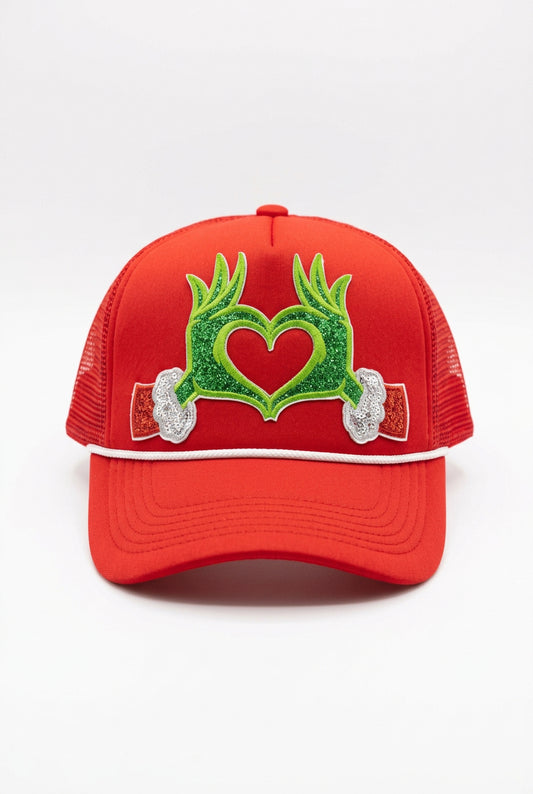 Grinch heart trucker
