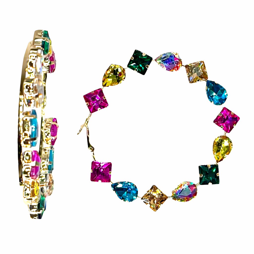Crystal Hoops Side Mount color Jewels
