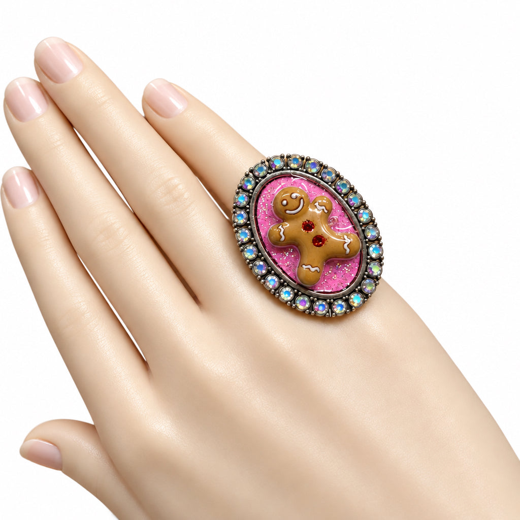QG-Gingerbread Pink Bezel 1" OVAL Ring