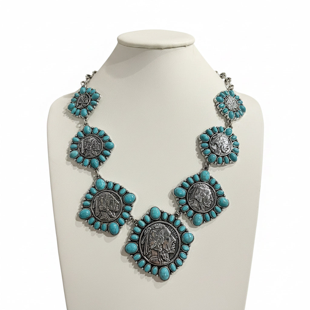 Indian coin medallion necklace
