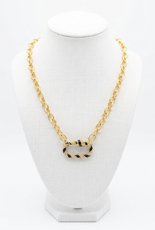 Gold Crystal Carabiner Necklace