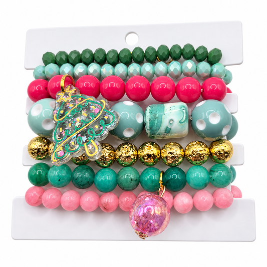 Sugarplum Christmas Charm Bracelet Stack