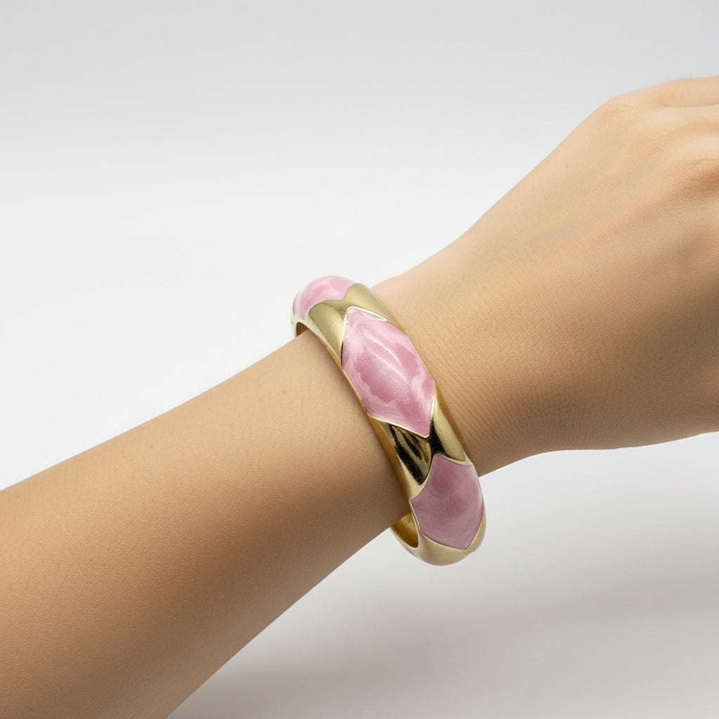 Cotton Candy Enamel Hinged Bangle