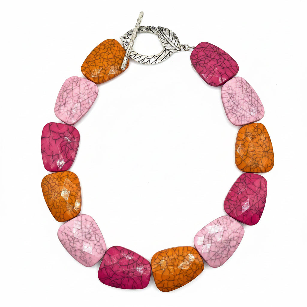 Vintage orange pink chuck necklace