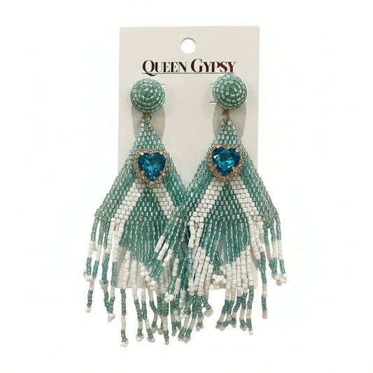Beaded Chevron Crystal earrings