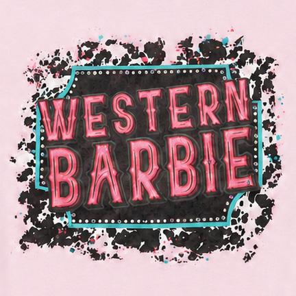 Western Barbie Sweatshirt on Pink with Crystals
