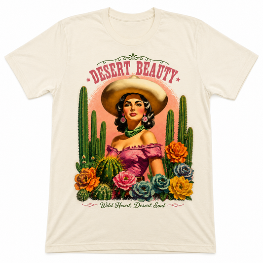 Desert Beauty T-Shirt on Natural with Crystals