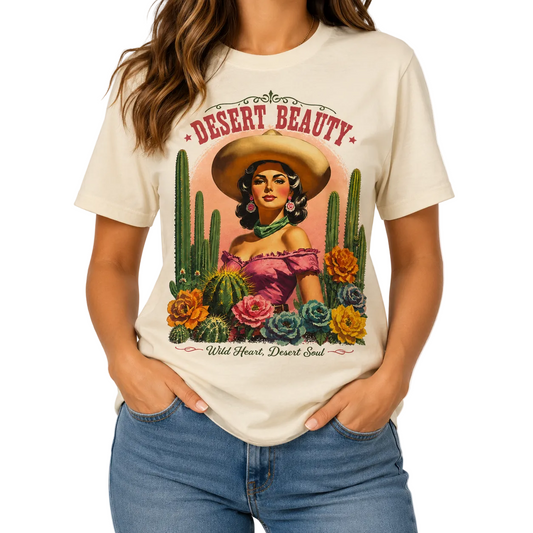 Desert Beauty T-Shirt on Natural with Crystals