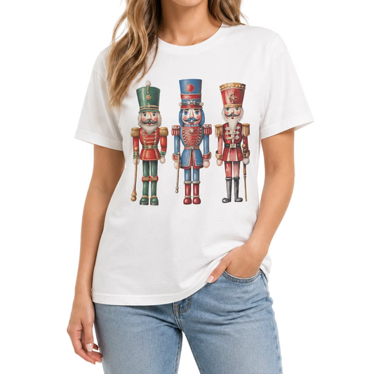 Traditional Nutcracker T-Shirt on White with Crystals