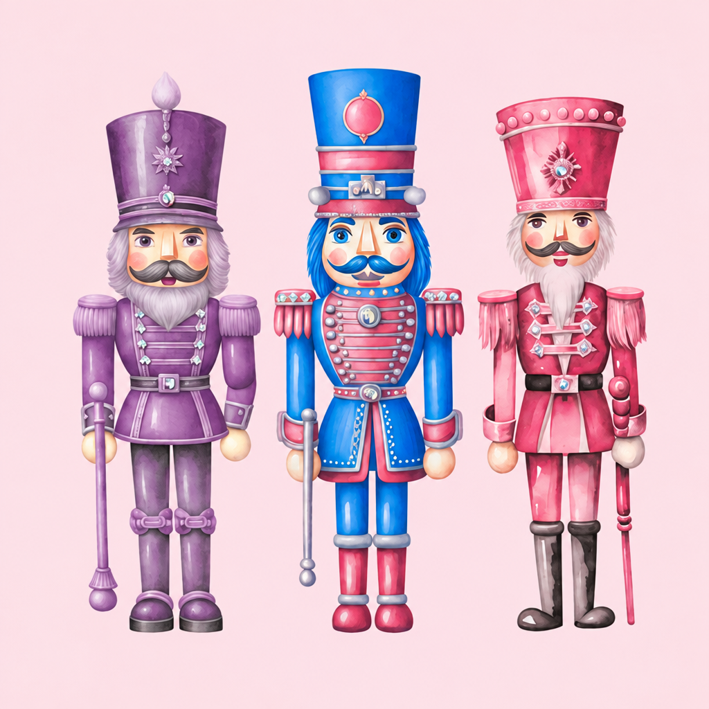 Pink Pastel Nutcracker Sweatshirt on Pink with Crystals