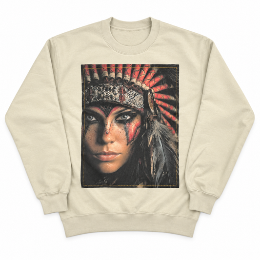 Indian War Paint Sweatshirt sewn on Tan
