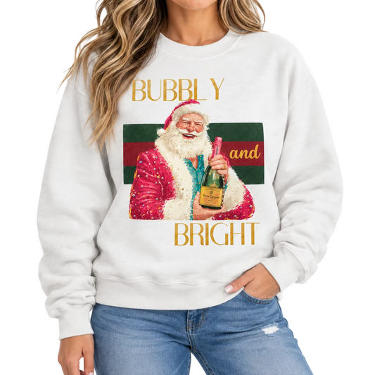 Bubbly & Bright Sweatshirt on White with Crystals