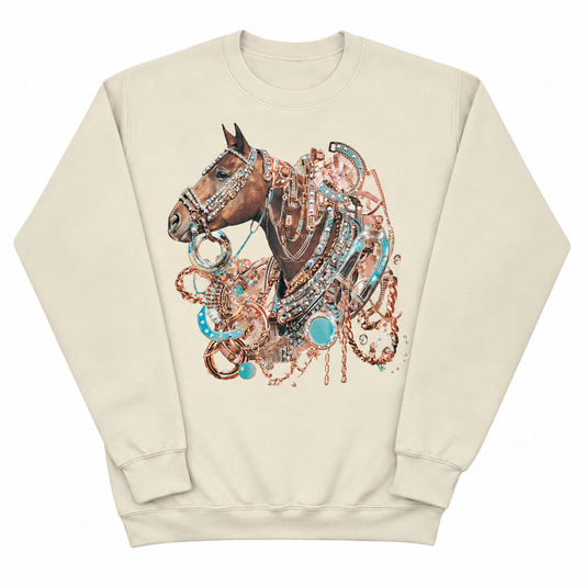 Showhorse Sweatshirt on Tan with Crystals