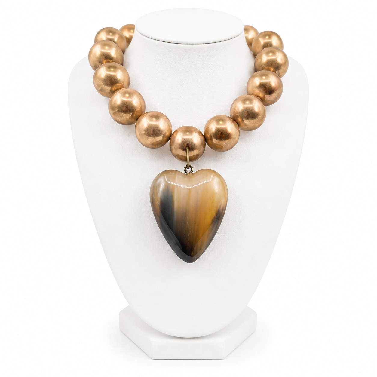 Mocha Heart Beaded Necklace