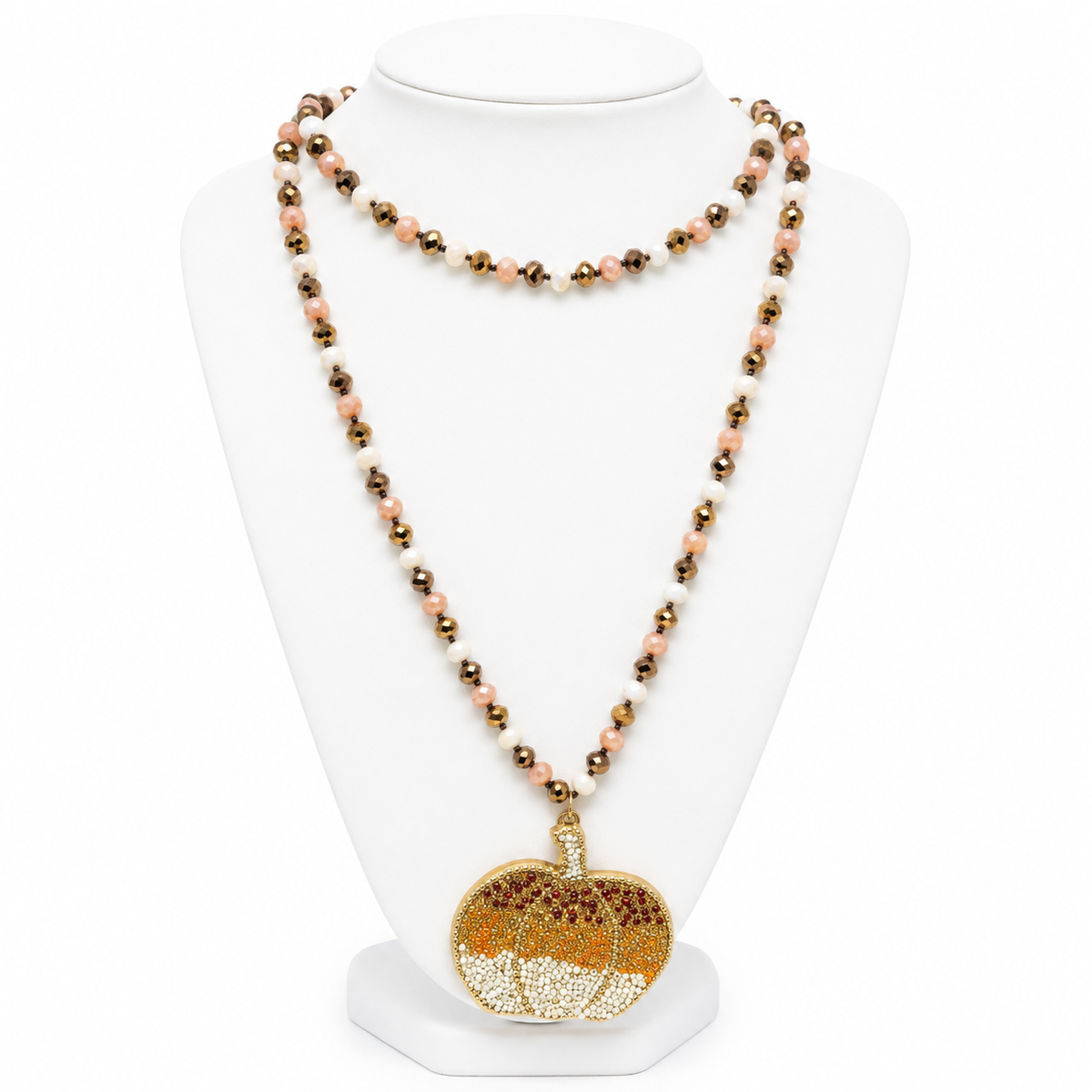 Harvest Glow pumpkin beaded necklace