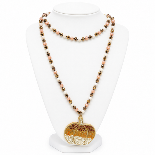 Harvest Glow pumpkin beaded necklace